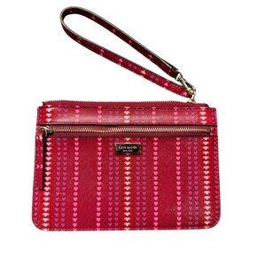 Kate Spade Wristlet – Tinie Shore Street Heart Stripe Cranberry – NWOT